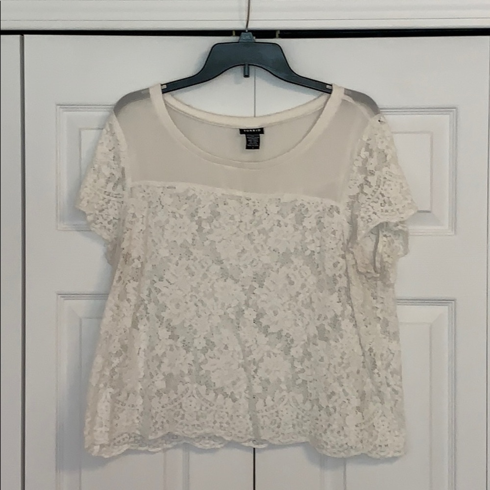 Torrid white lace top
